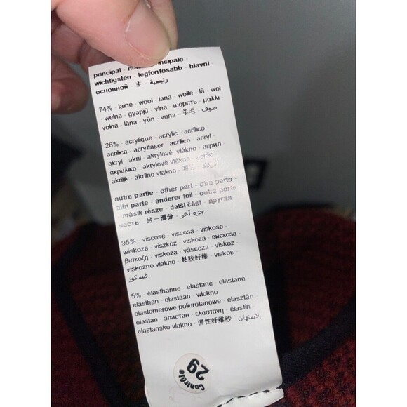 Promod Women's Wool Cardigan Coat size L Open Front Red Holidays Christmas - Picture 12 of 13